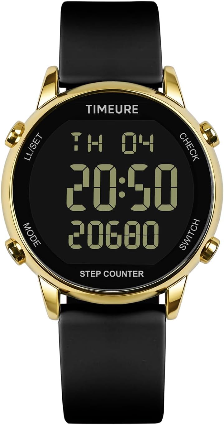 TIMEURE Pedometer Watch for Women, Step Counter for Walking No App/Phone Required Step Counter, Waterproof Fitness Calorie Tracker, Distance Tracking, Alarm, Large Digital Display Watch, TU-2509 - Image 1